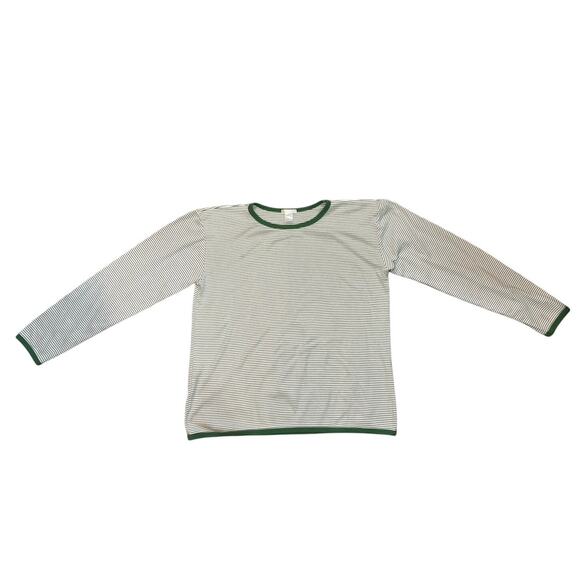 LAKE Long Sleeve Green Striped Pajama Shirt Size Medium - Picture 3 of 4